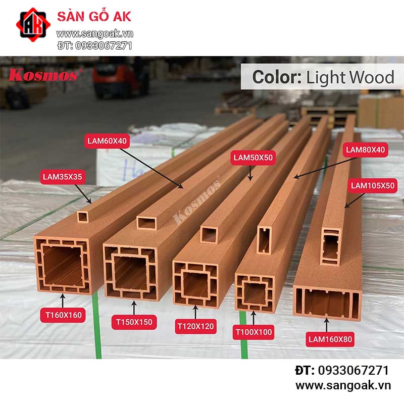 Thanh lam gỗ nhựa ngoài trời Kosmos - LAM160X80 Light Wood